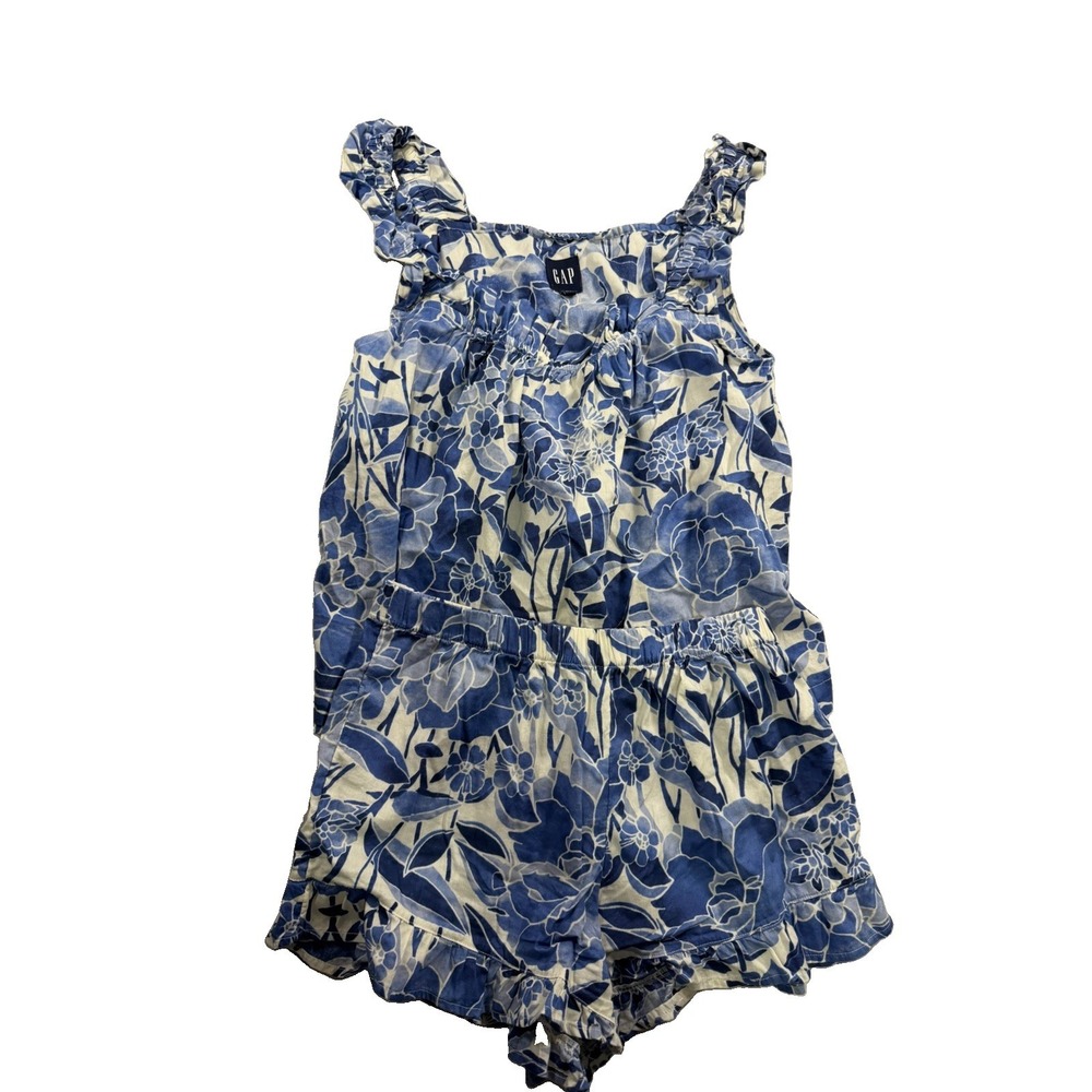 Gap Blue & White Floral Print Top And Bottom Womens Small Resortwear Vacation